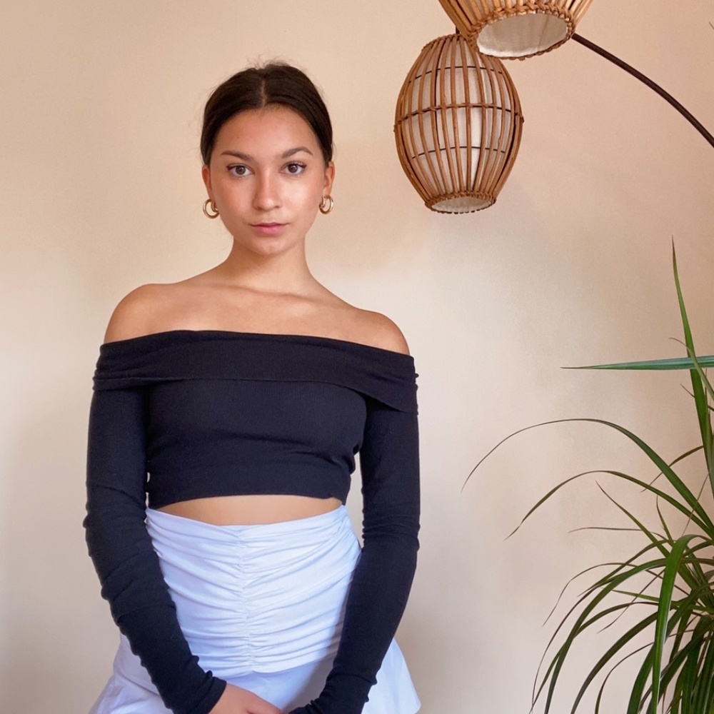 PACSUN shoulderless long sleeve crop top